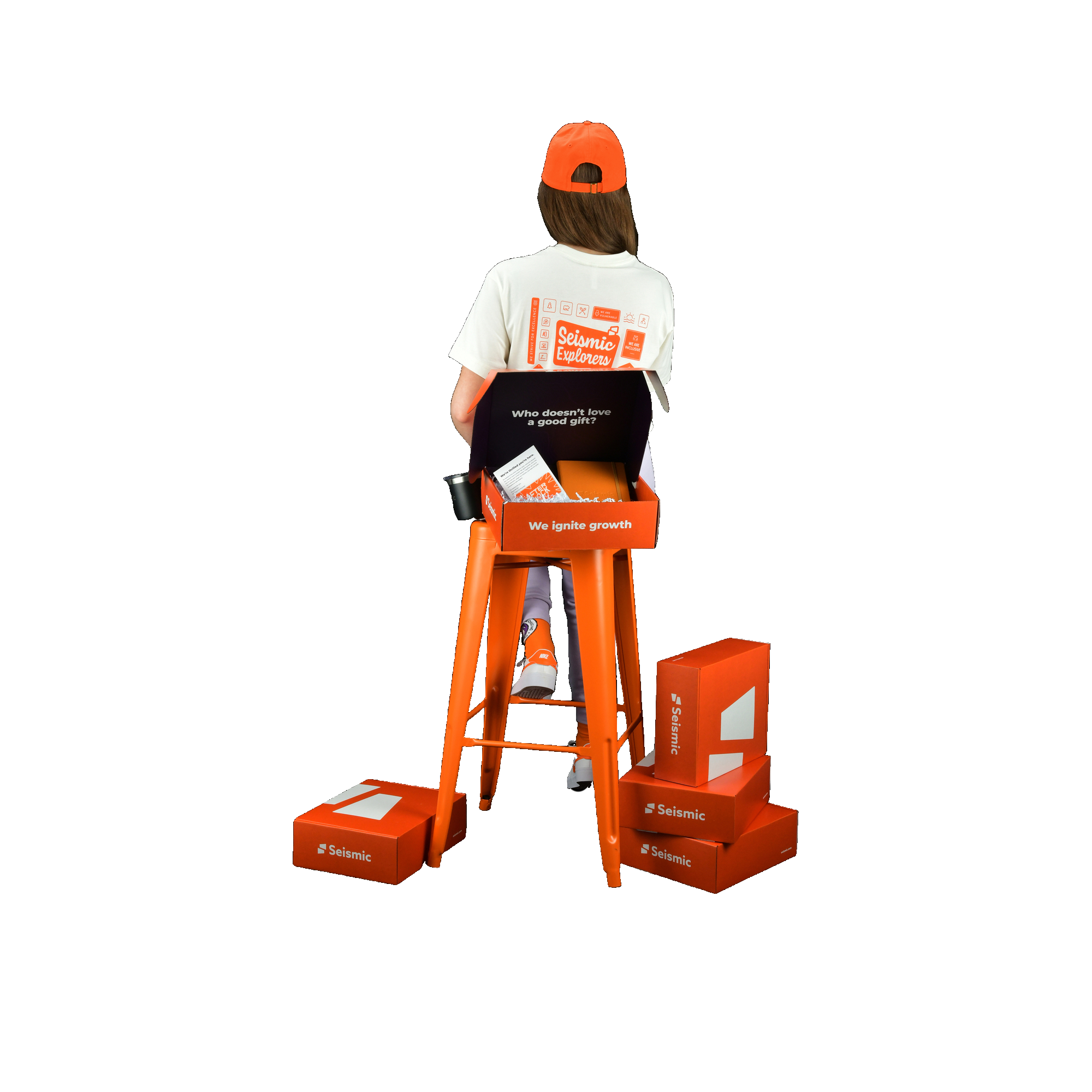 girl using mobile and setting on the chair image 32