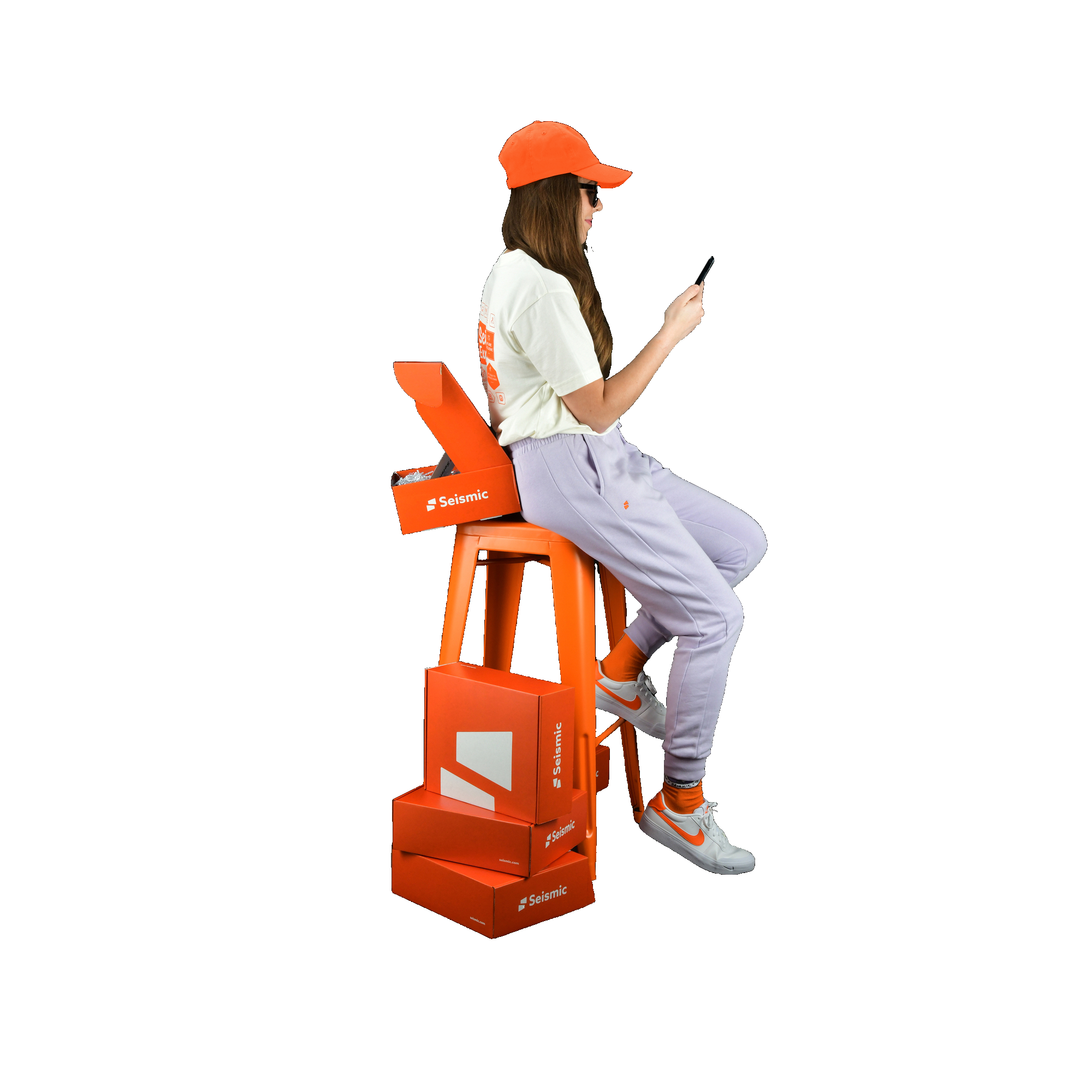 girl using mobile and sitting on the chair image 51