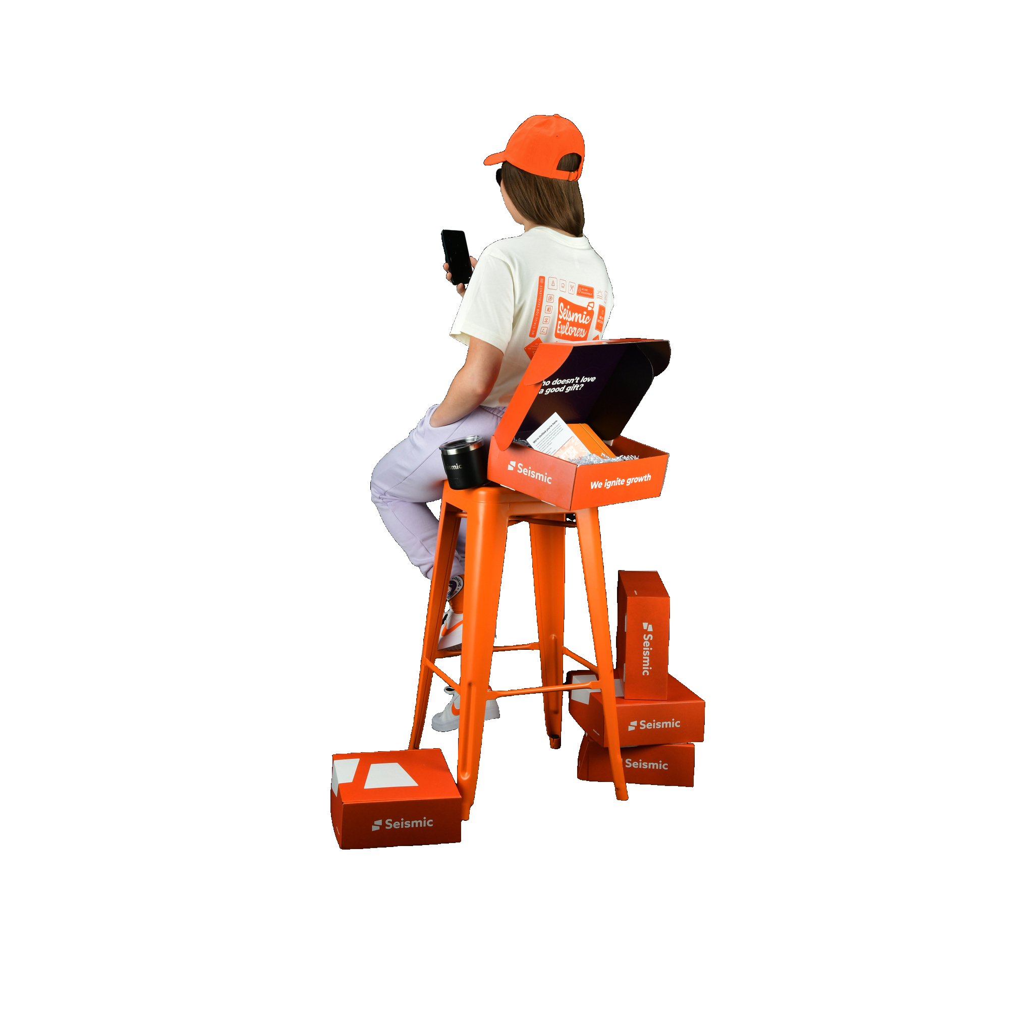 girl using mobile and setting on the chair image 25