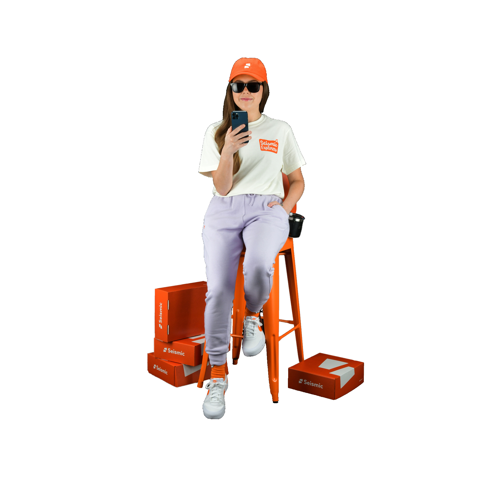 girl using mobile and sitting on the chair image 70