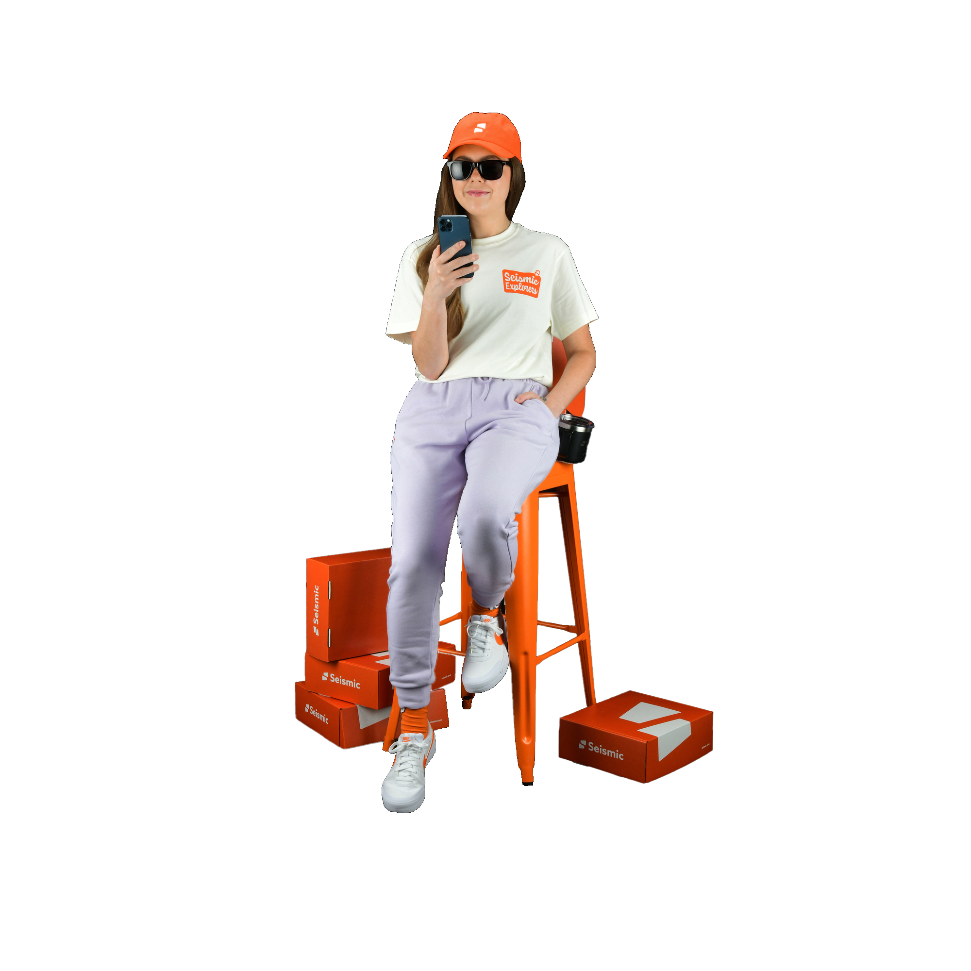 girl using mobile and sitting on the chair image 71