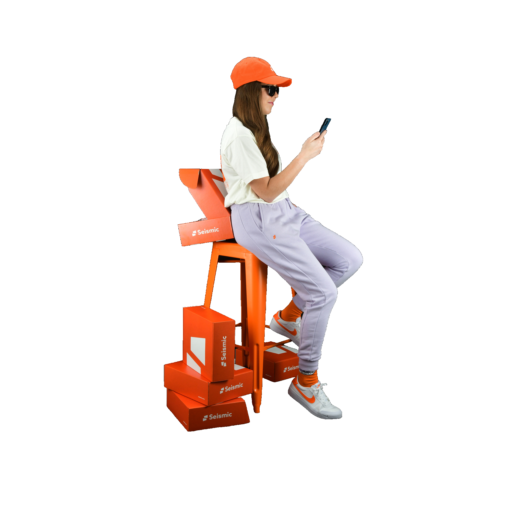 girl using mobile and sitting on the chair image 55