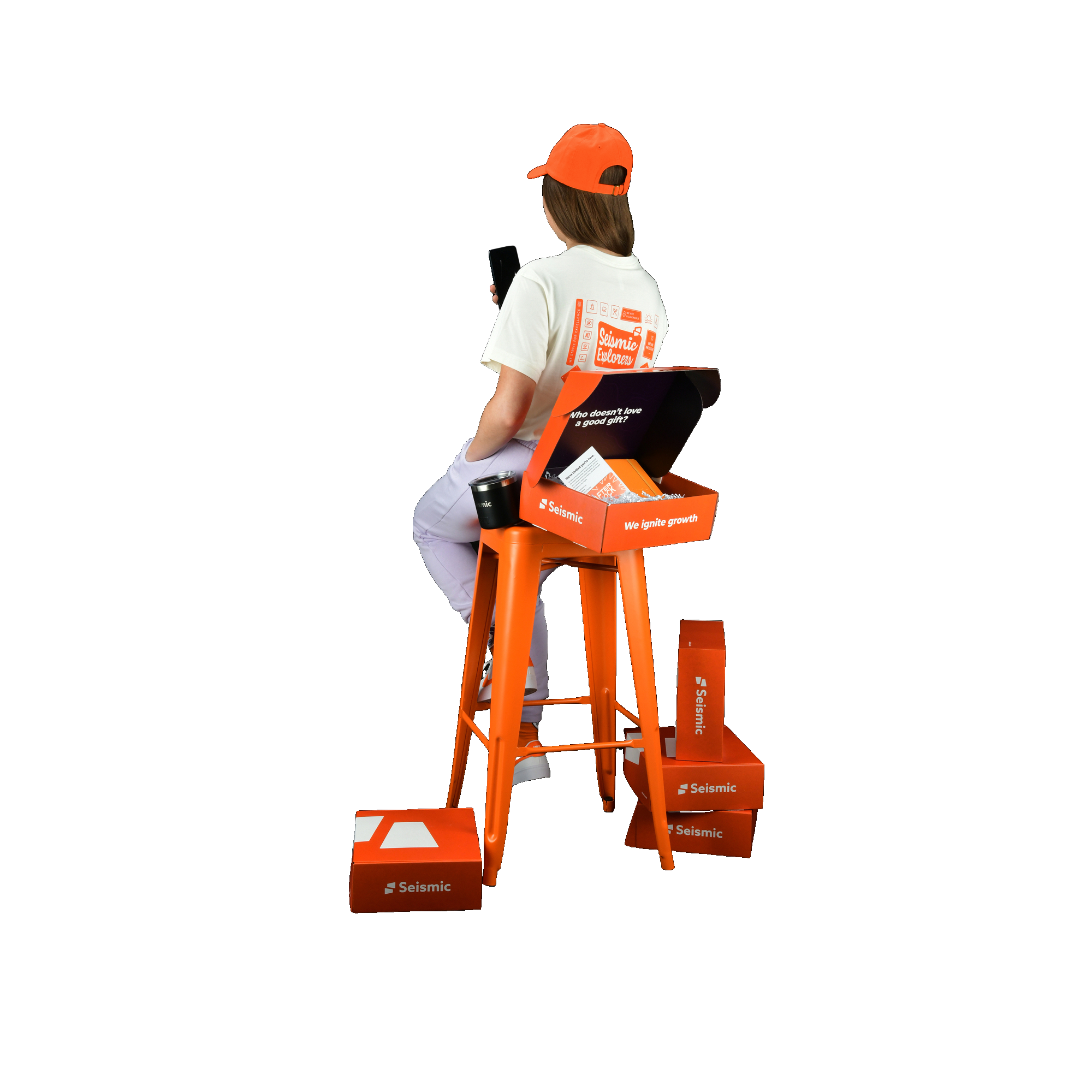 girl using mobile and setting on the chair image 26
