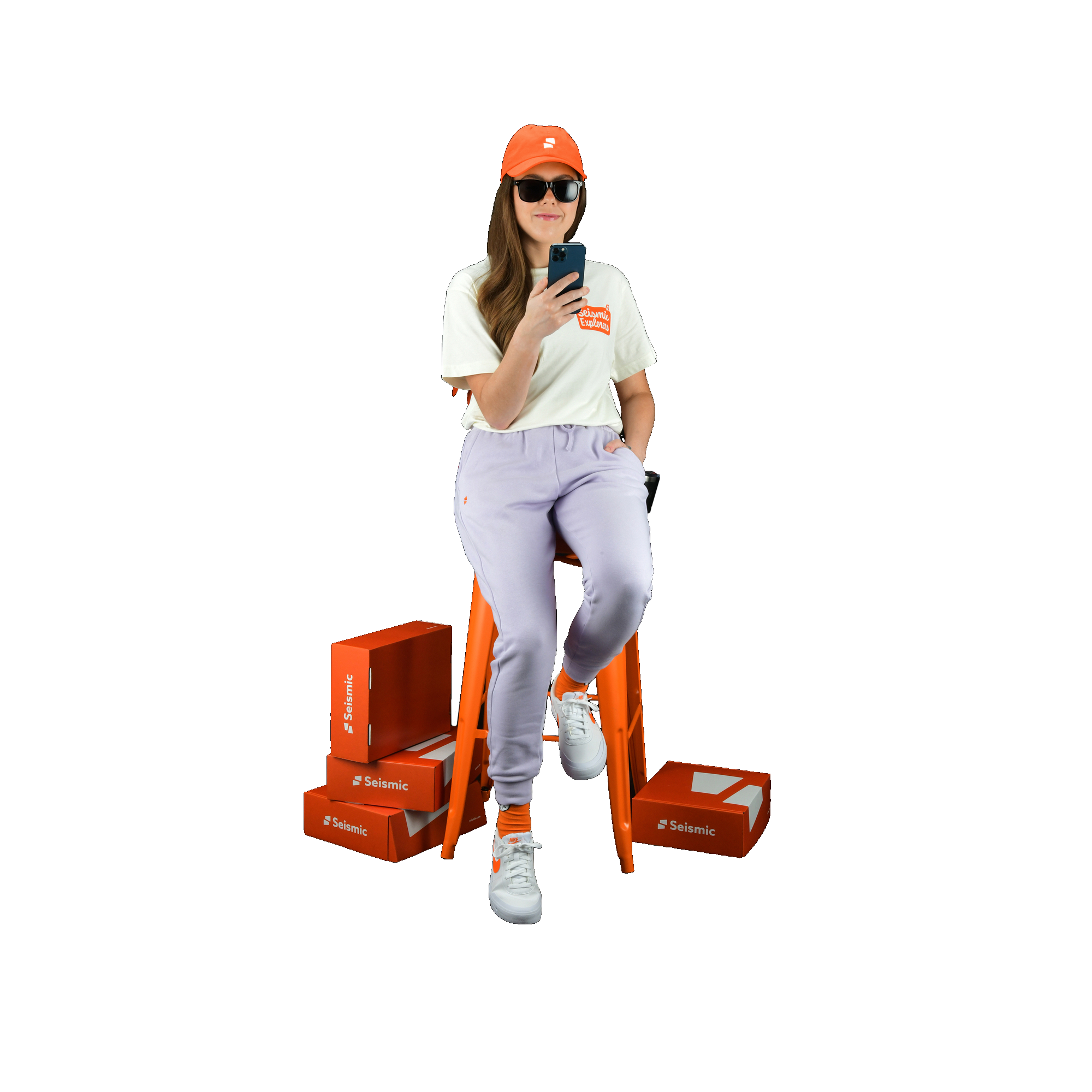 girl using mobile and sitting on the chair image 67