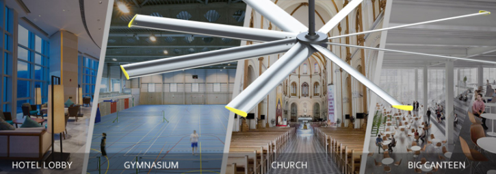 Ventilation HVLS solaire pour gymnases et salles de sport