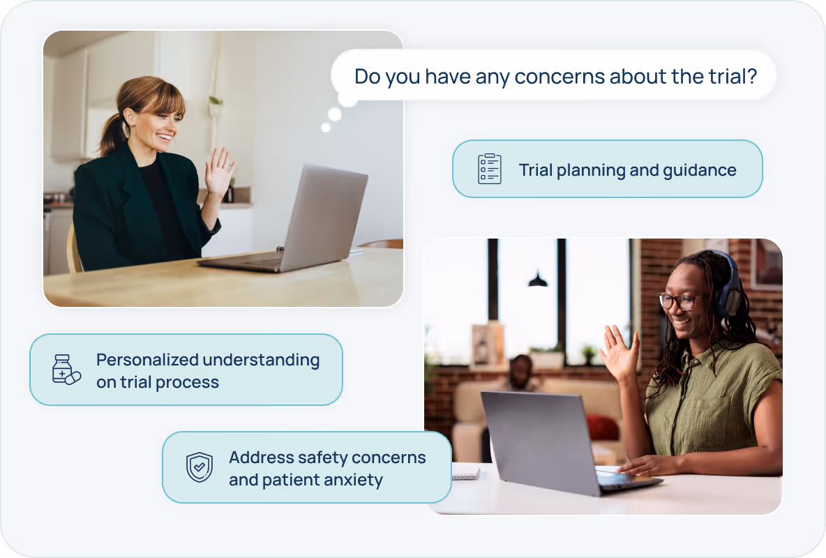 Platform UI for scheduling virtual consultations through PatientPartner