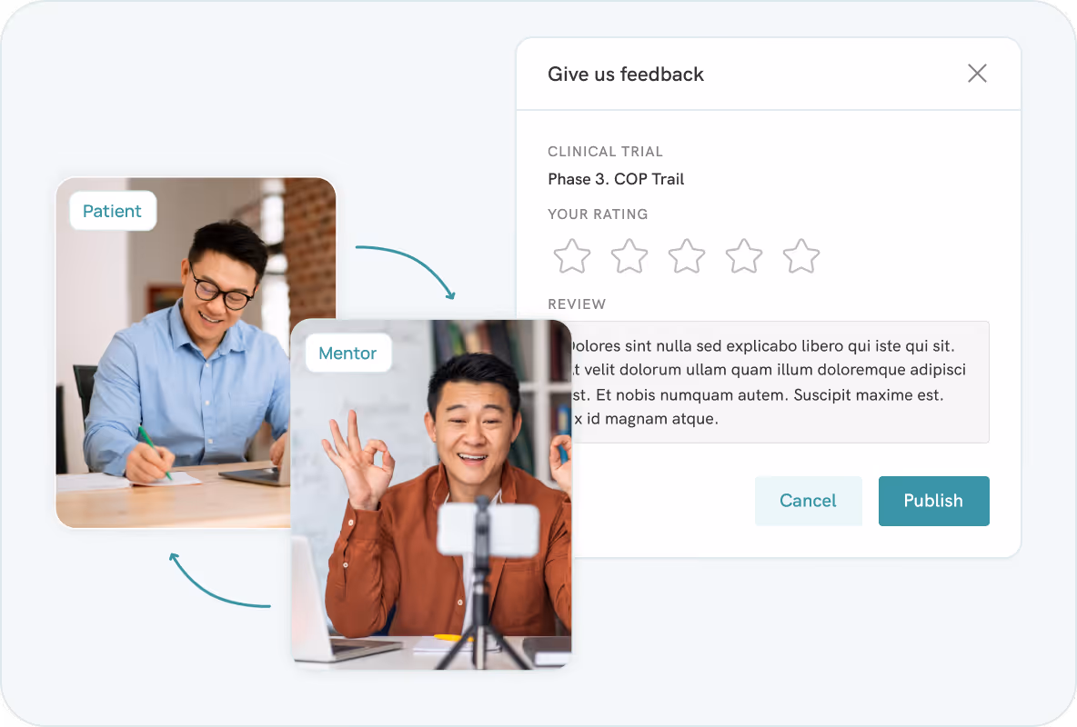 Illustration of PatientPartner onboarding with mentor and patient