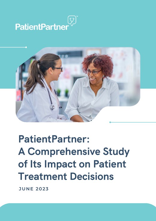Cover of PatientPartner’s June 2023 study, A Comprehensive Study of Its Impact on Patient Treatment Decisions