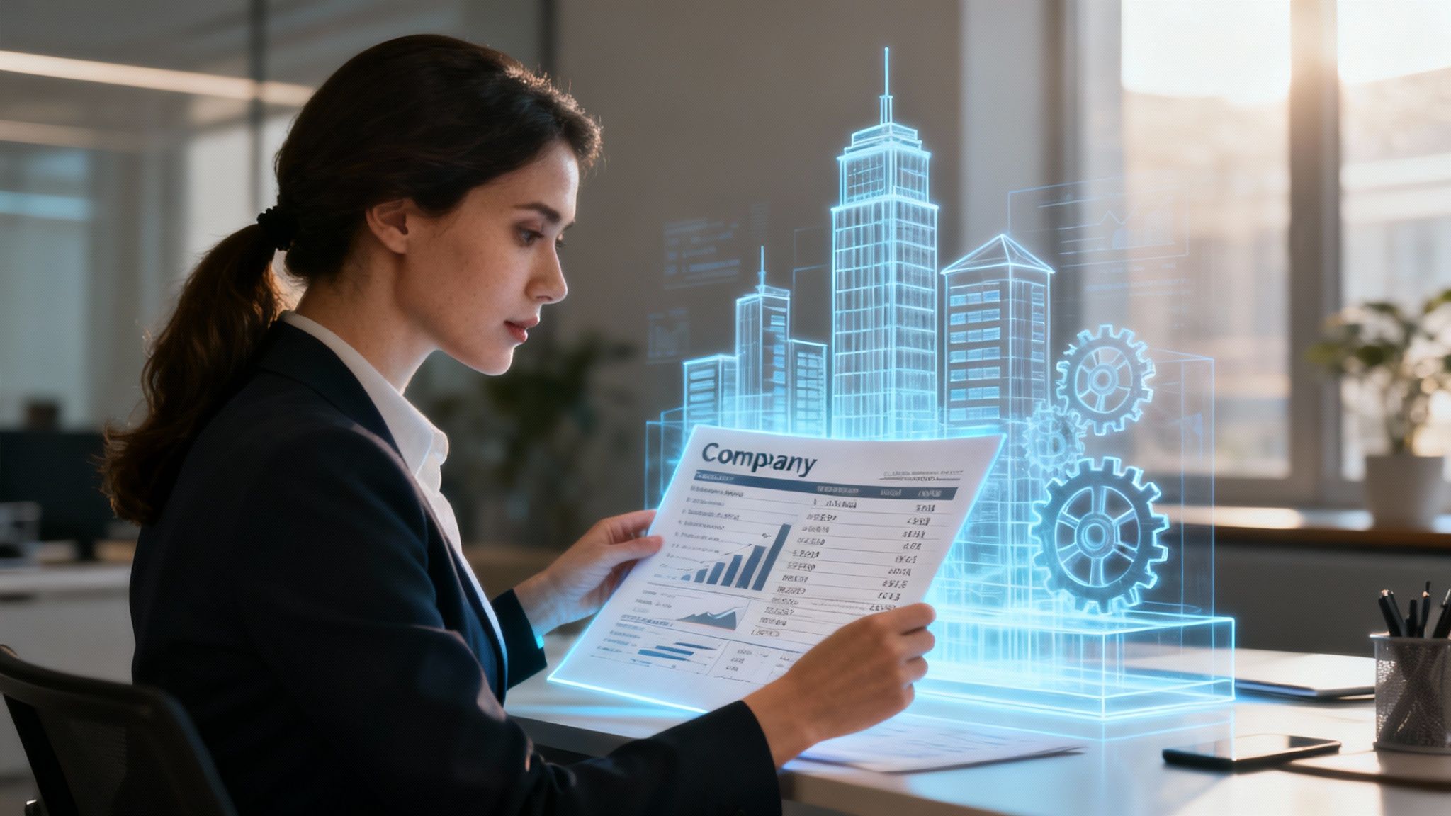 An accountant analysing financial charts and graphs on a computer screen