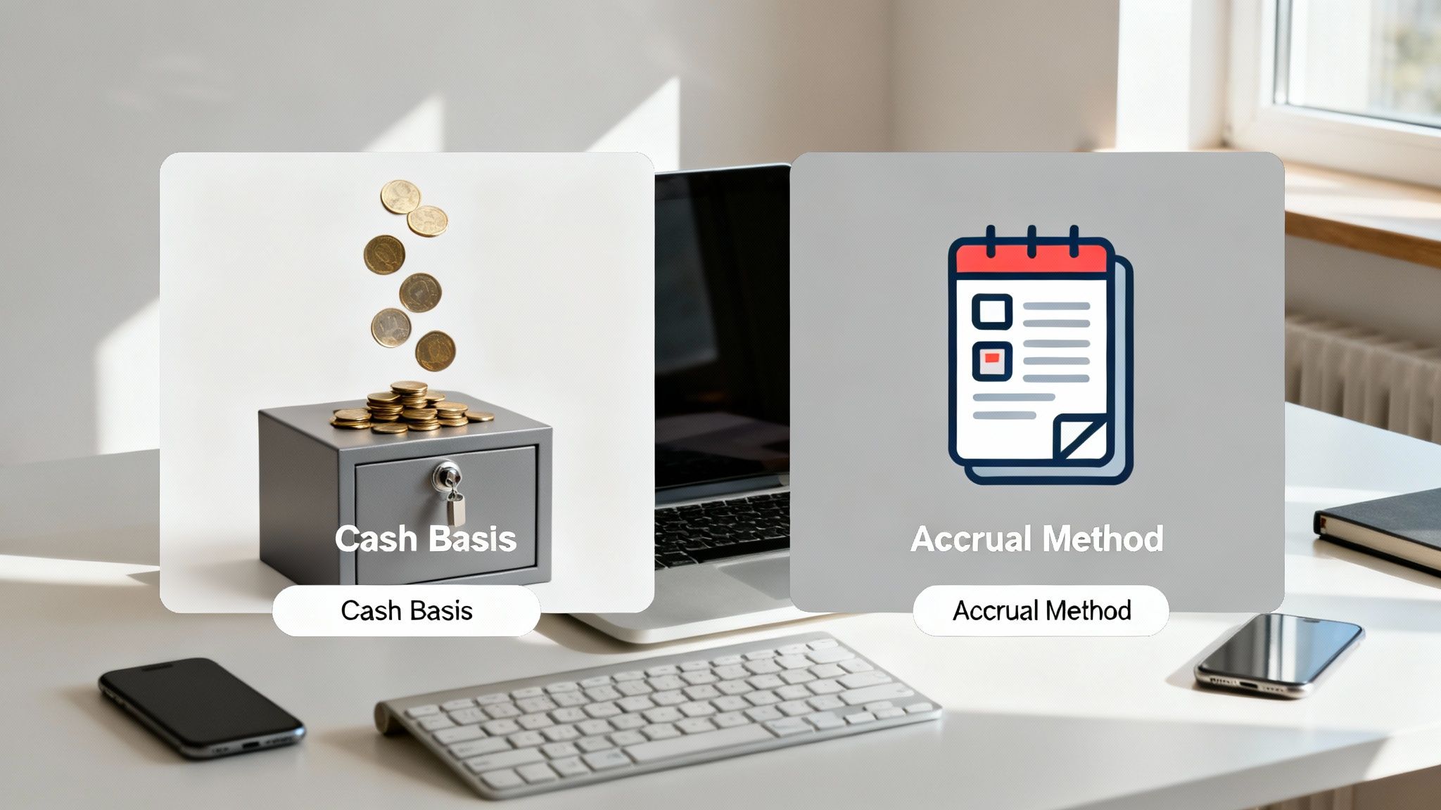 A close-up of a person's hands using a calculator and writing in a ledger, illustrating bookkeeping.