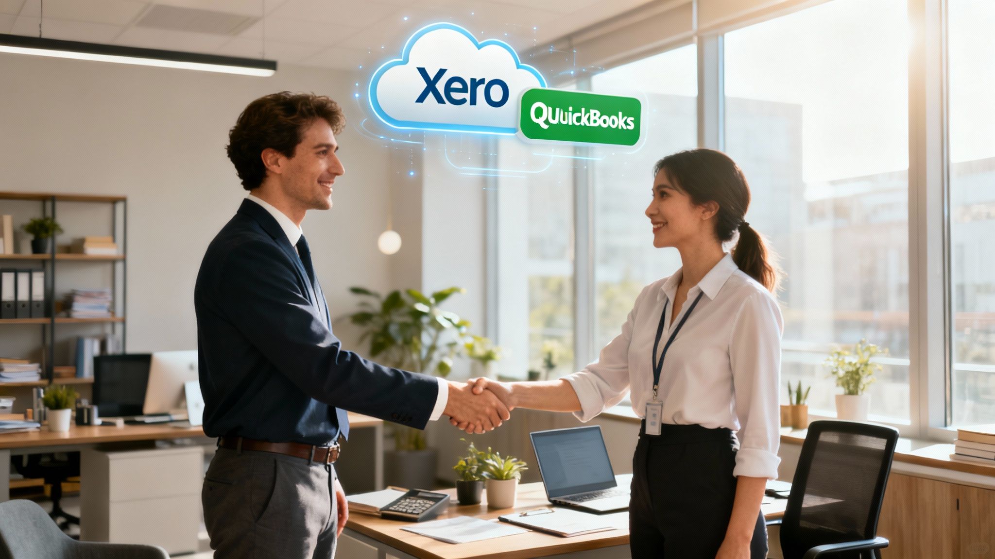 A team of professionals collaborating around a table with laptops and financial charts