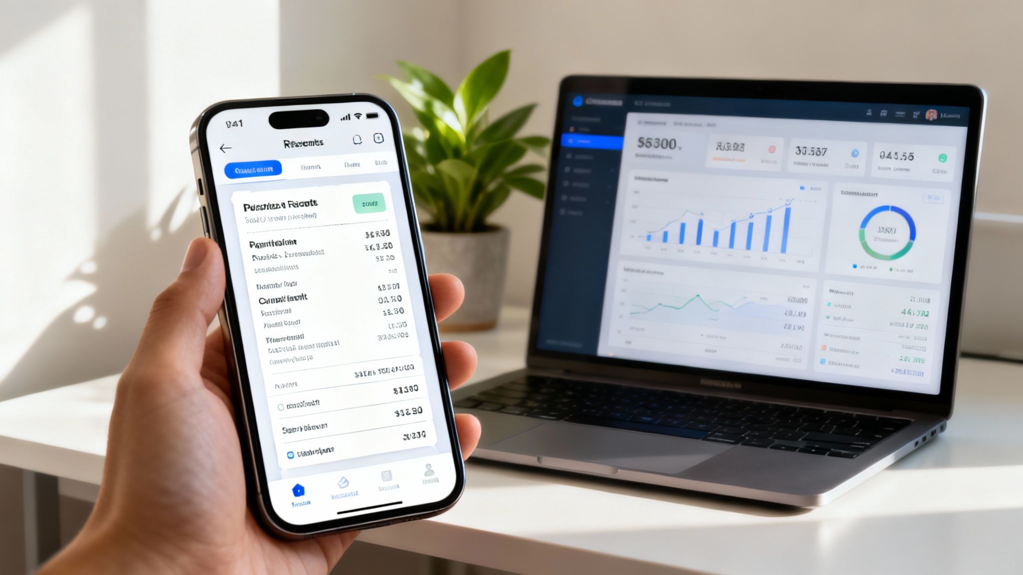 Two business professionals shaking hands in a modern office, signifying a successful partnership