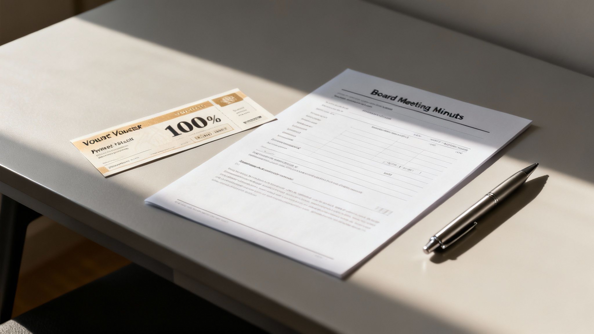 A person signing official documents at a desk, symbolising the legal paperwork required for dividend payments.