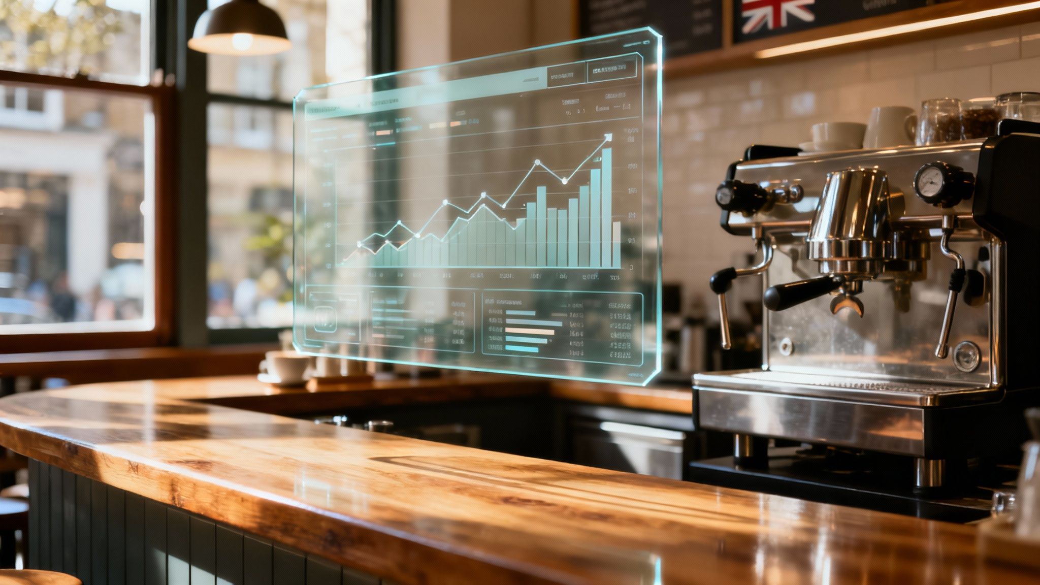 Smiling small business owners in the UK using cloud accounting on a laptop and tablet.