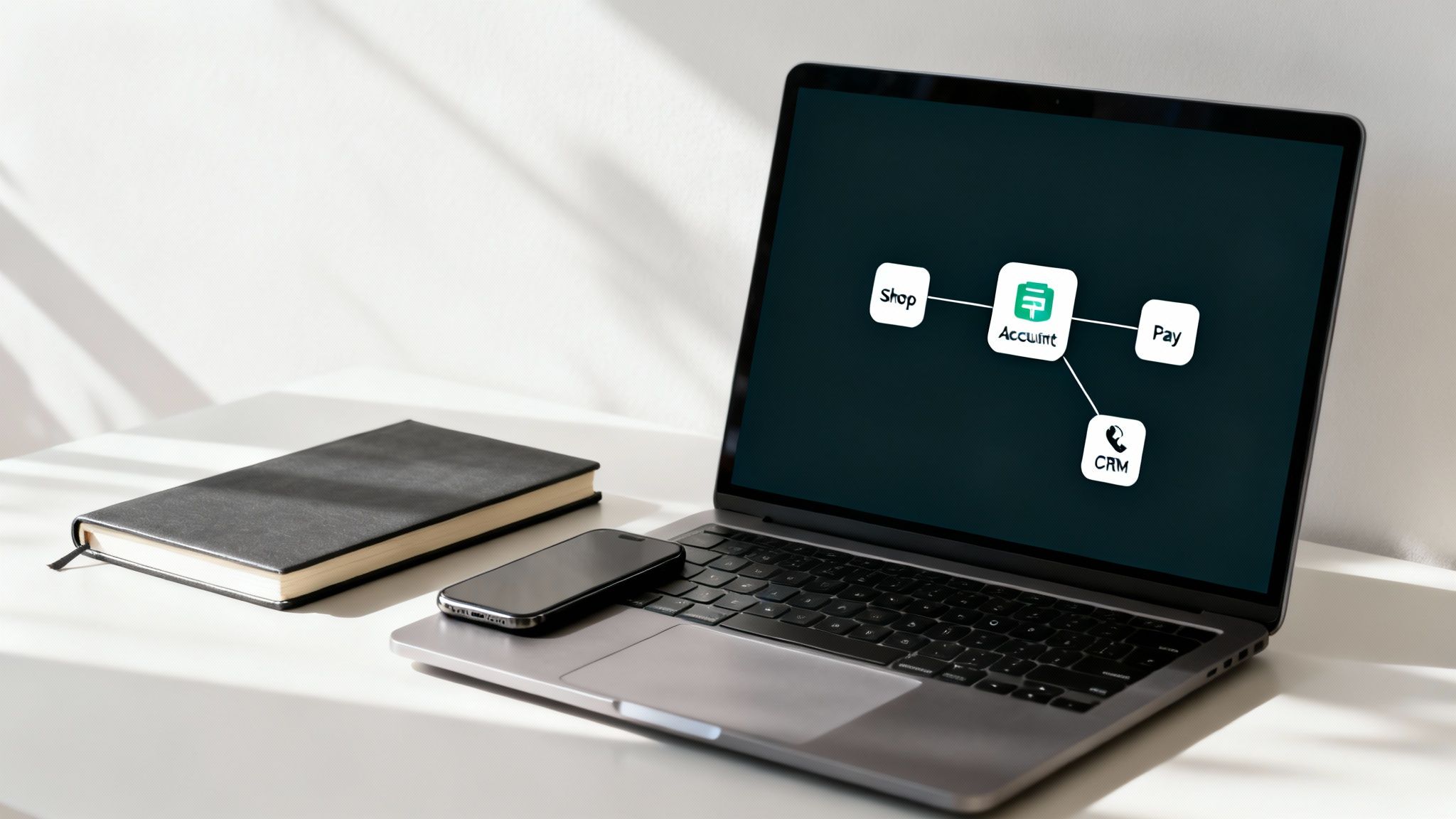A graphic showing various app logos connected to the central Xero logo, illustrating an ecosystem.