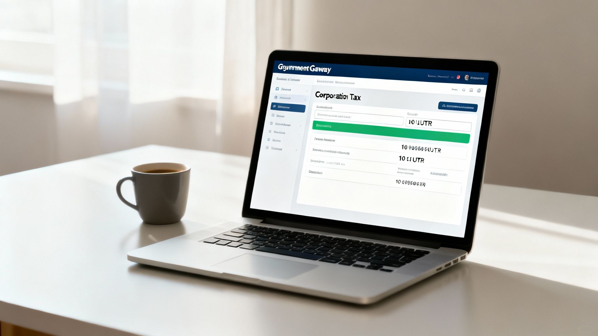 A person using a laptop to access their HMRC online business account.