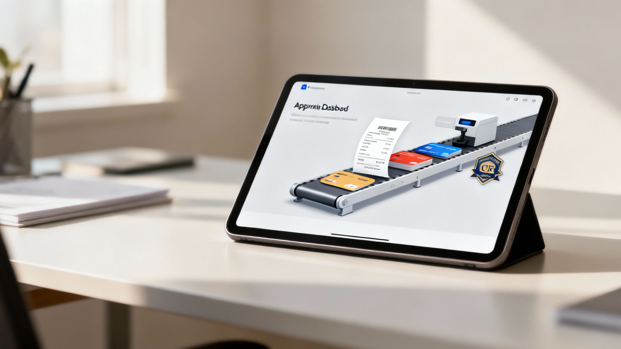 Close-up of a person using a mobile app to manage finances, showcasing the Approveit interface.