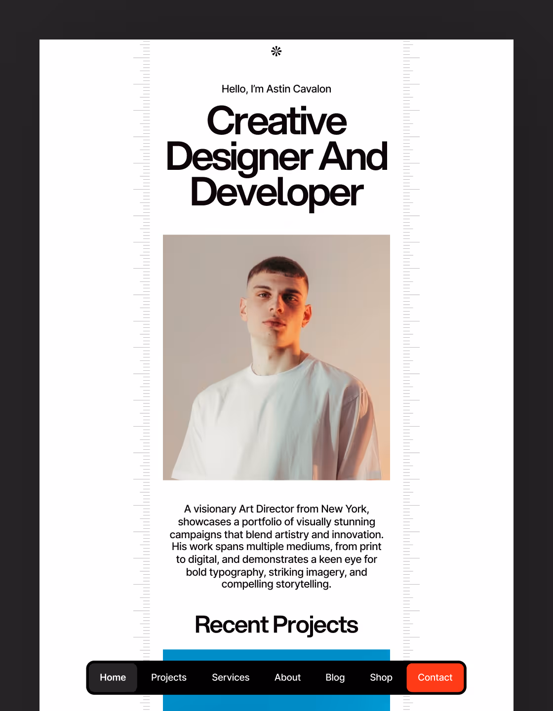 Astin.C minimalist Webflow portfolio template screenshot displaying a polished, simple layout for creative portfolios.