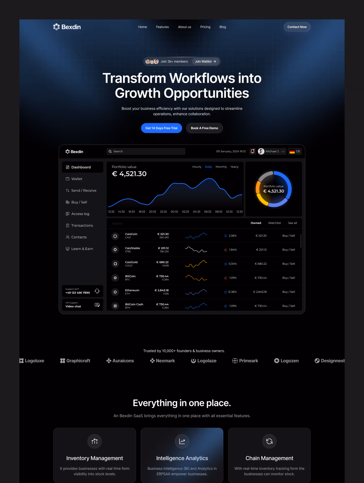 Bexdin modern software Webflow template interface featuring a clean, scalable layout for tech companies.