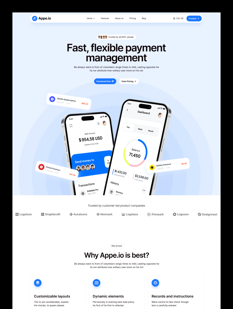 Appe.io premium SaaS Webflow template interface featuring a clean, high-converting design for tech startups.