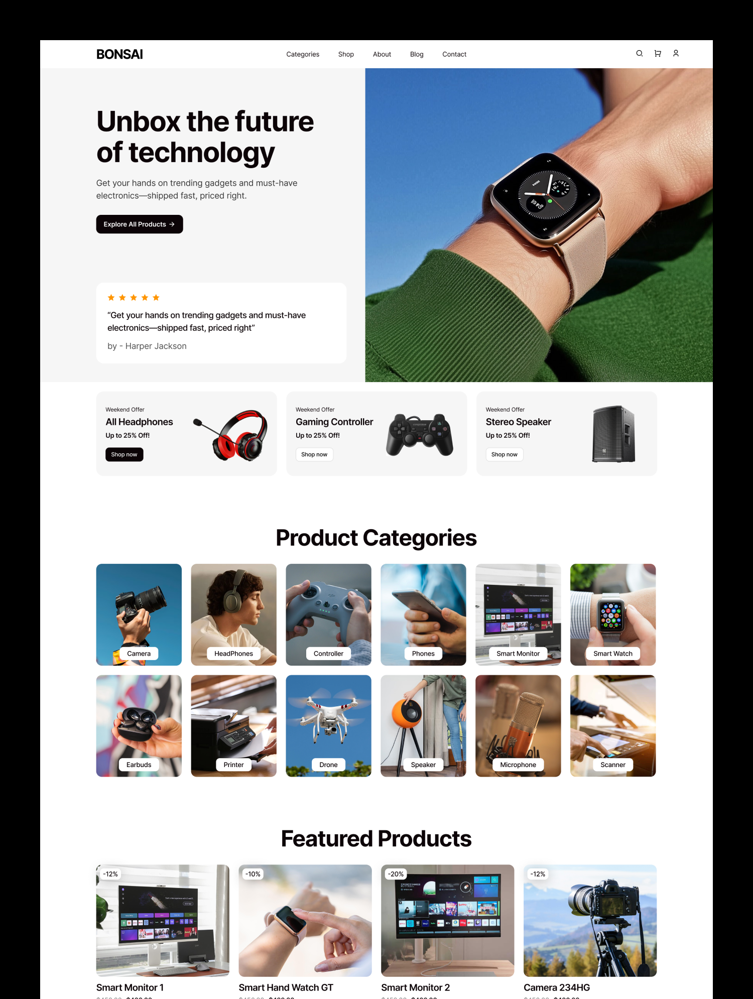 Bonsai electronics store Webflow template preview featuring a mobile-friendly layout for tech accessories and retail shops.Bonsai electronics store Webflow template preview featuring a mobile-friendly layout for tech accessories and retail shops.