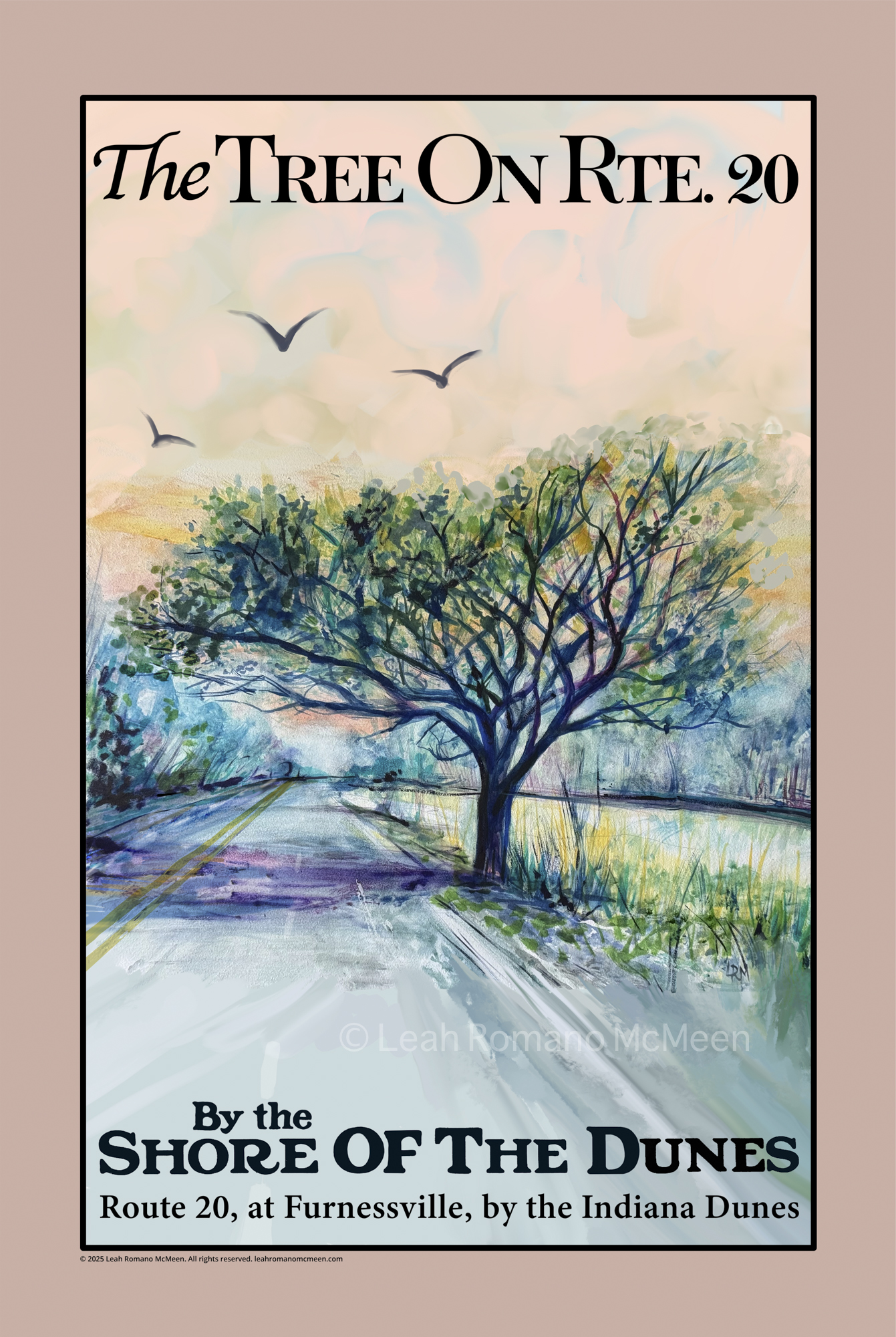 Tree On Route 20 Poster Print