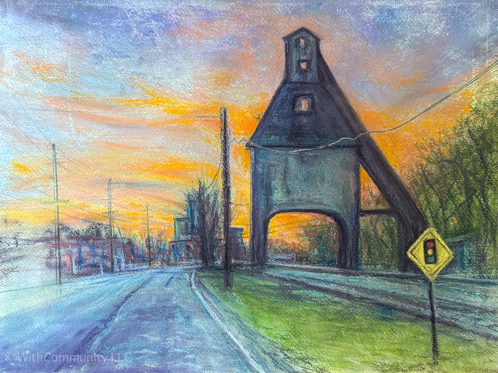 Last Light Of The Coaling Tower Pastel