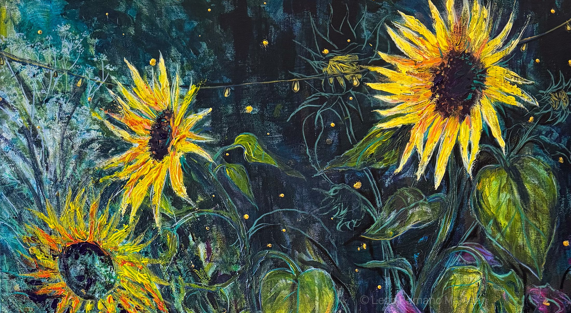 Fireflies In The Garden painting by Leah Romano McMeen