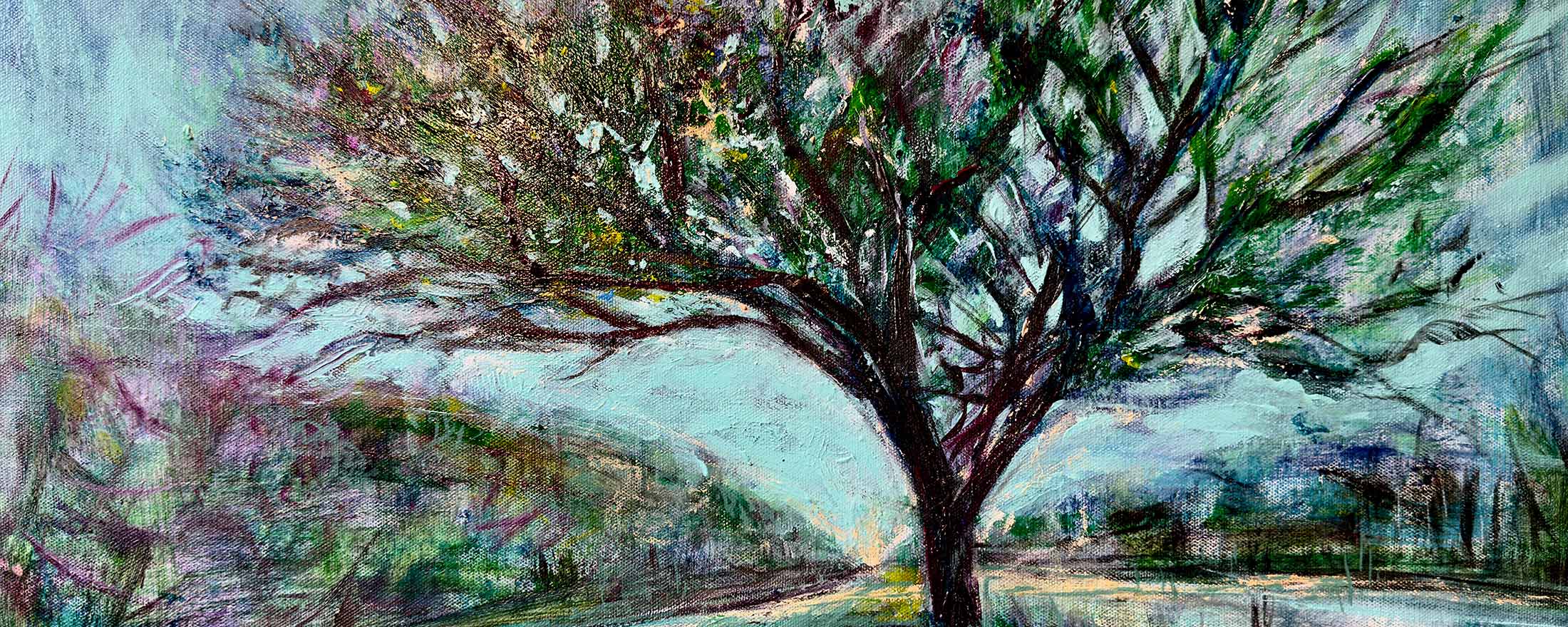 Tree On Route 20 Acrylic Painting