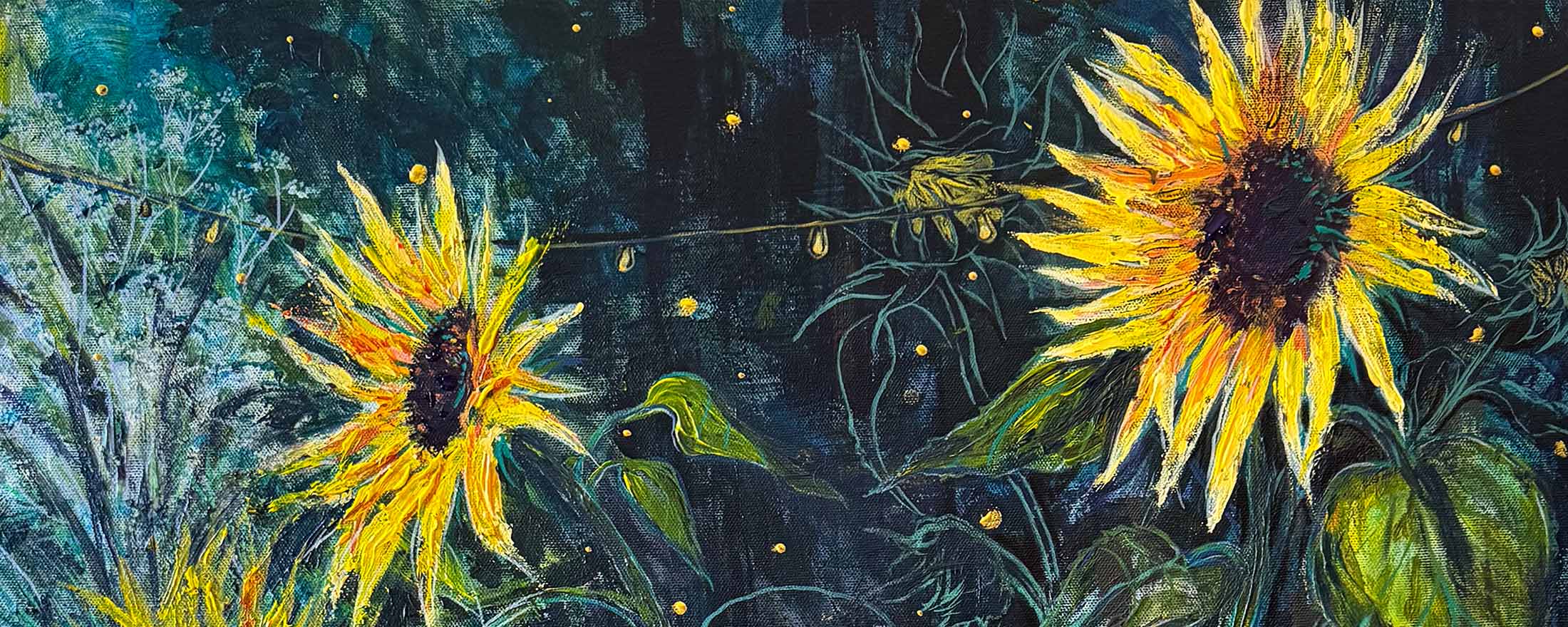 Fireflies In The Garden Acrylic Painting