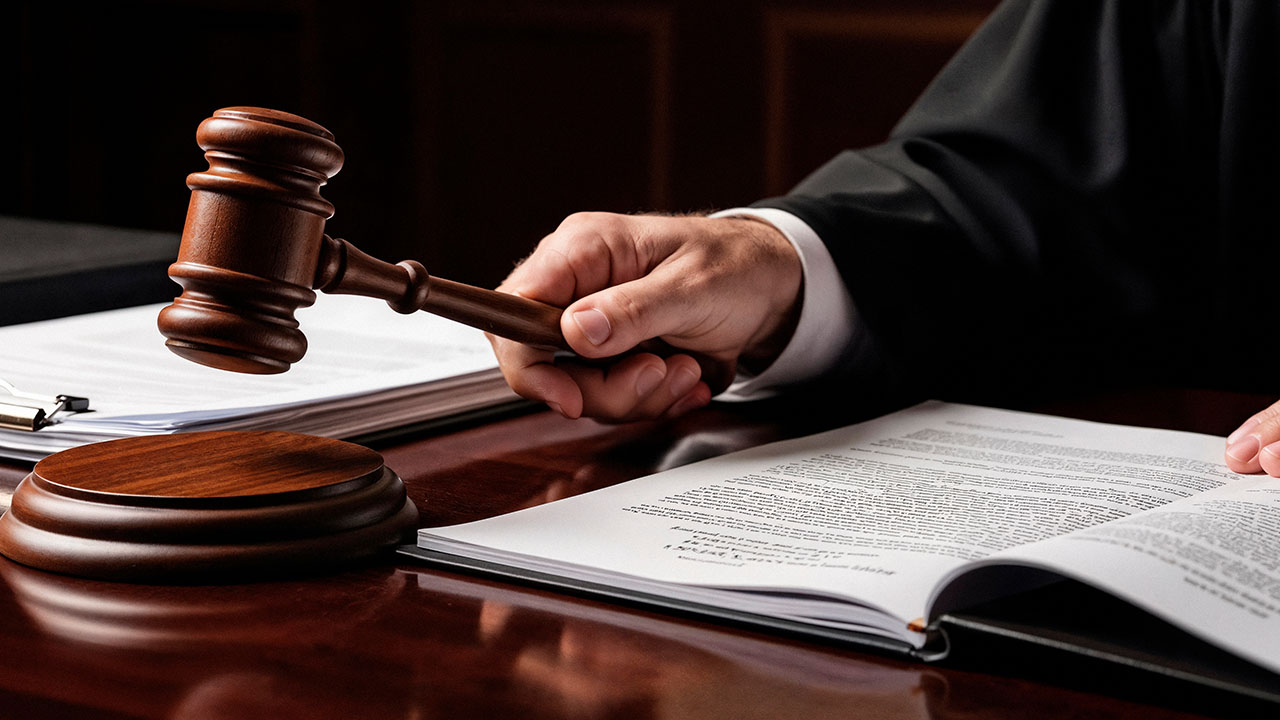 Judge holds a gavel over an open legal text, federal court vacates USCIS adjudication pause policies