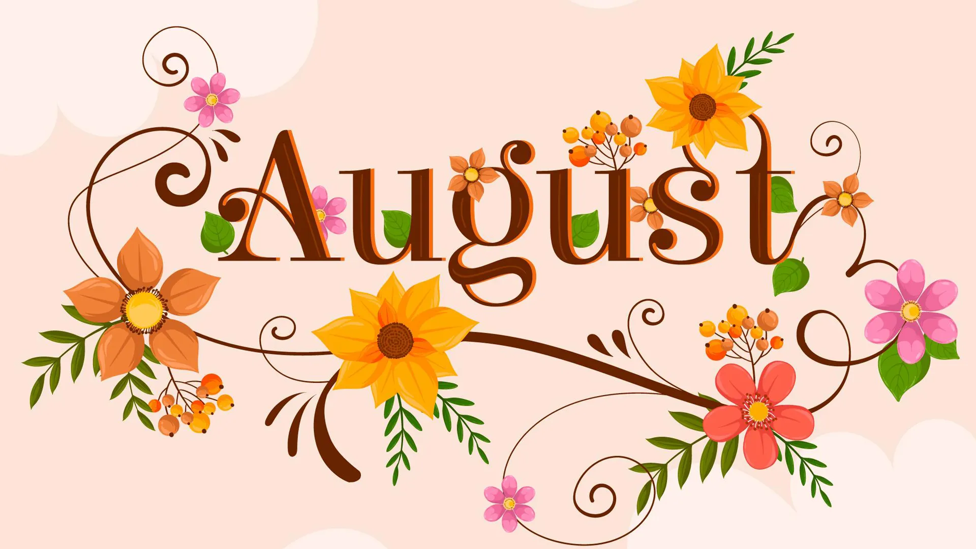 August lettering decorated with sunflowers and pink blooms, August 2025 visa bulletin