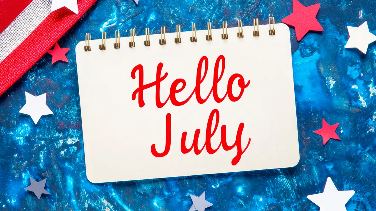 Hello July written in a notebook with paper stars, July 2026 visa bulletin