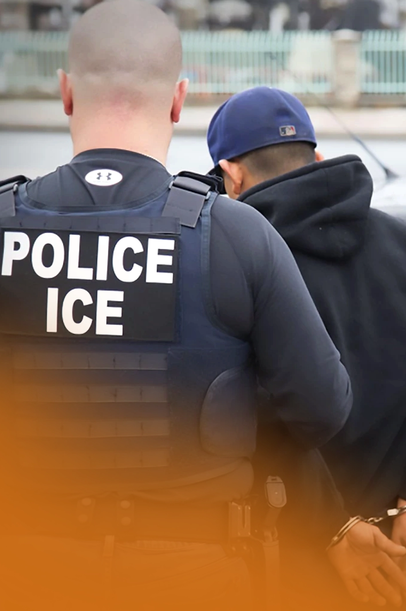 ICE officer in police vest detains a handcuffed man, what to do if ICE stops you