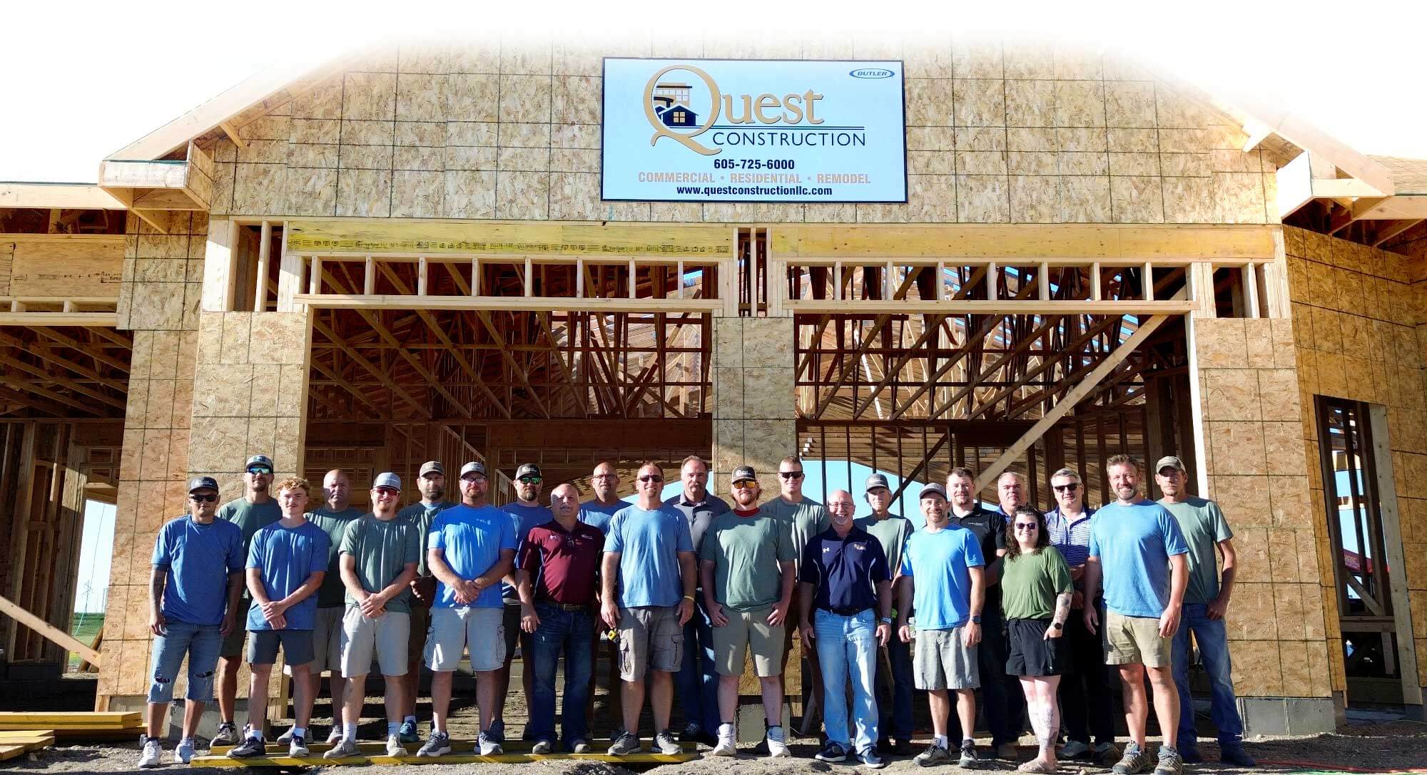 Quest Construction team photo on jobsite