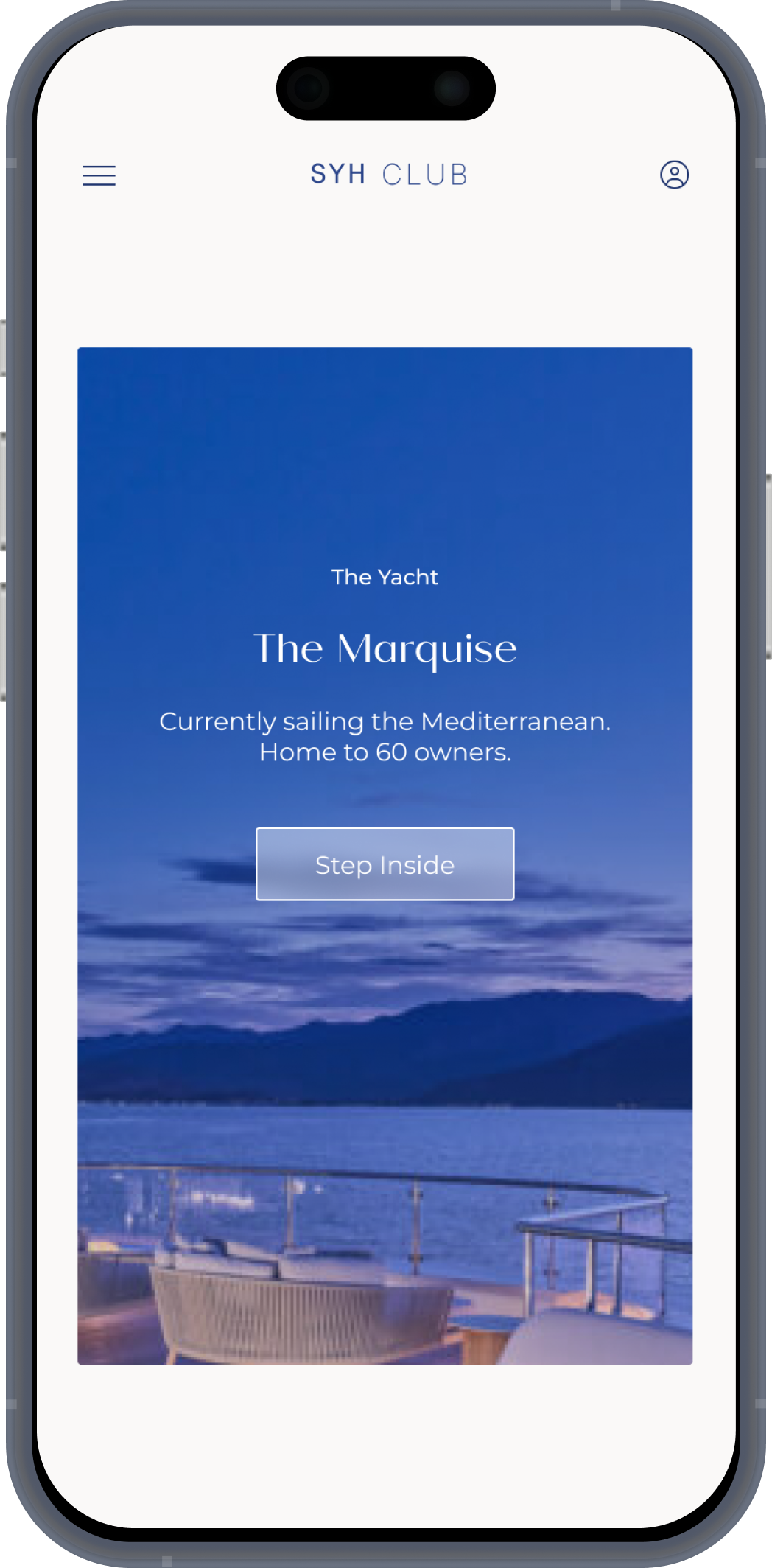 A second SYH Club mobile screen from the same flow