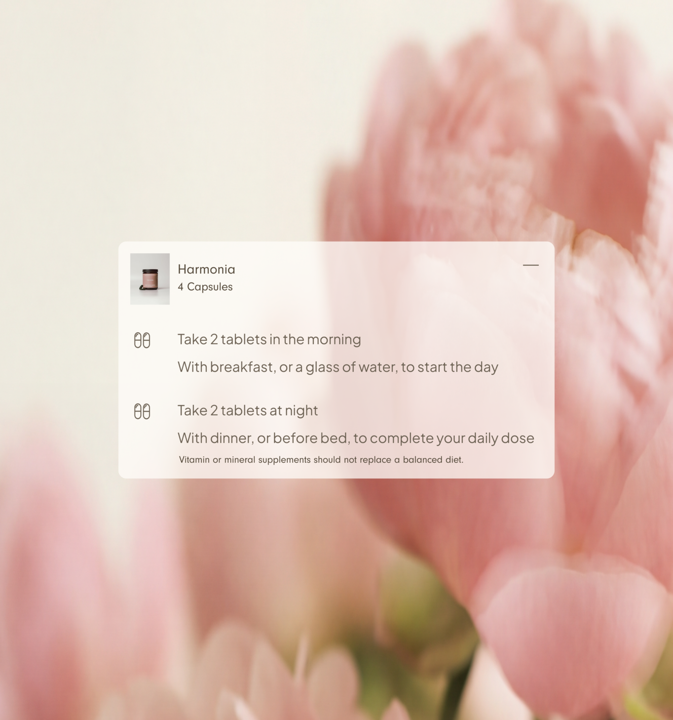 DEA Wellness dosage guidance, set over soft floral photography