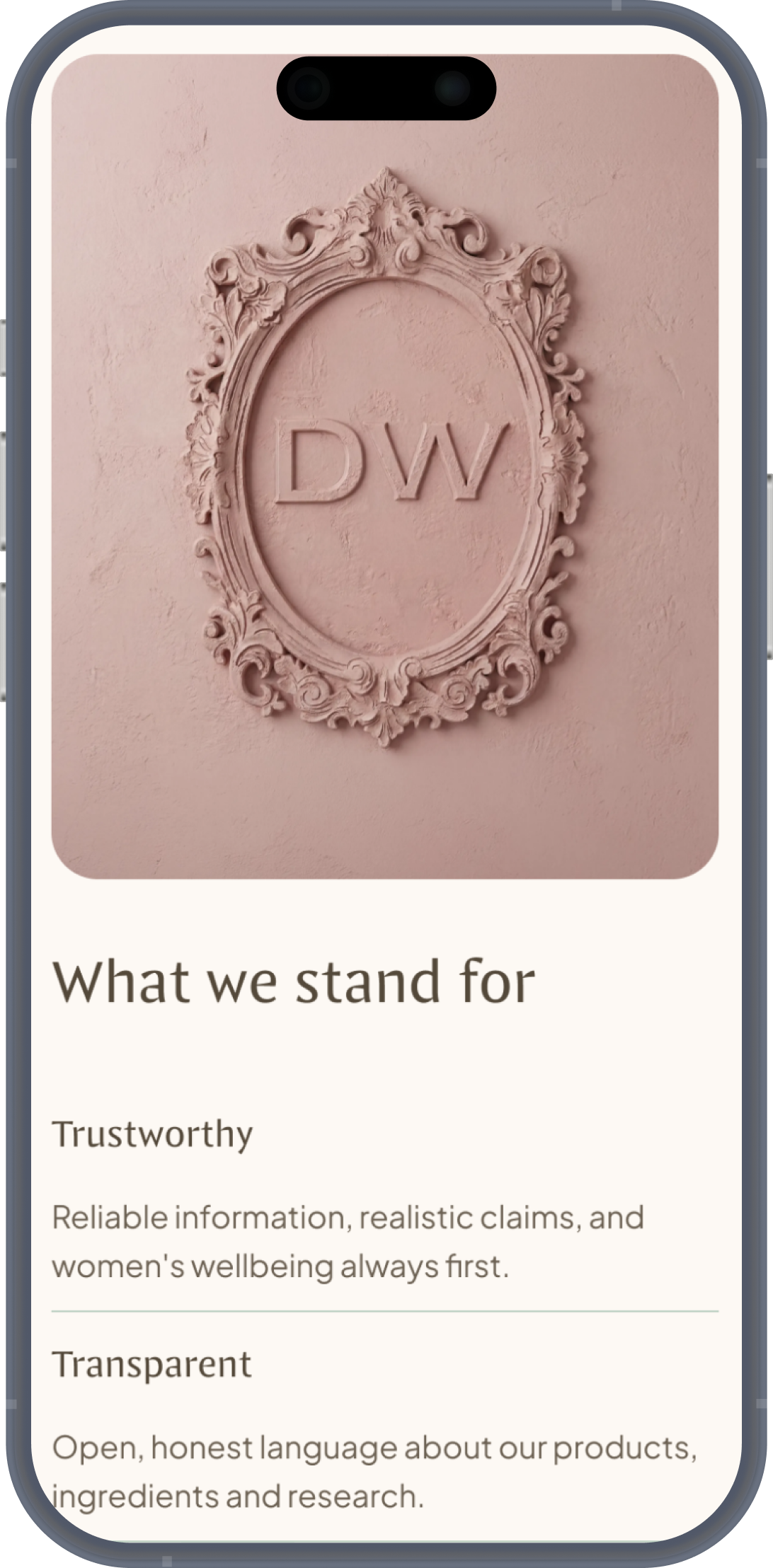The DEA Wellness storefront on mobile