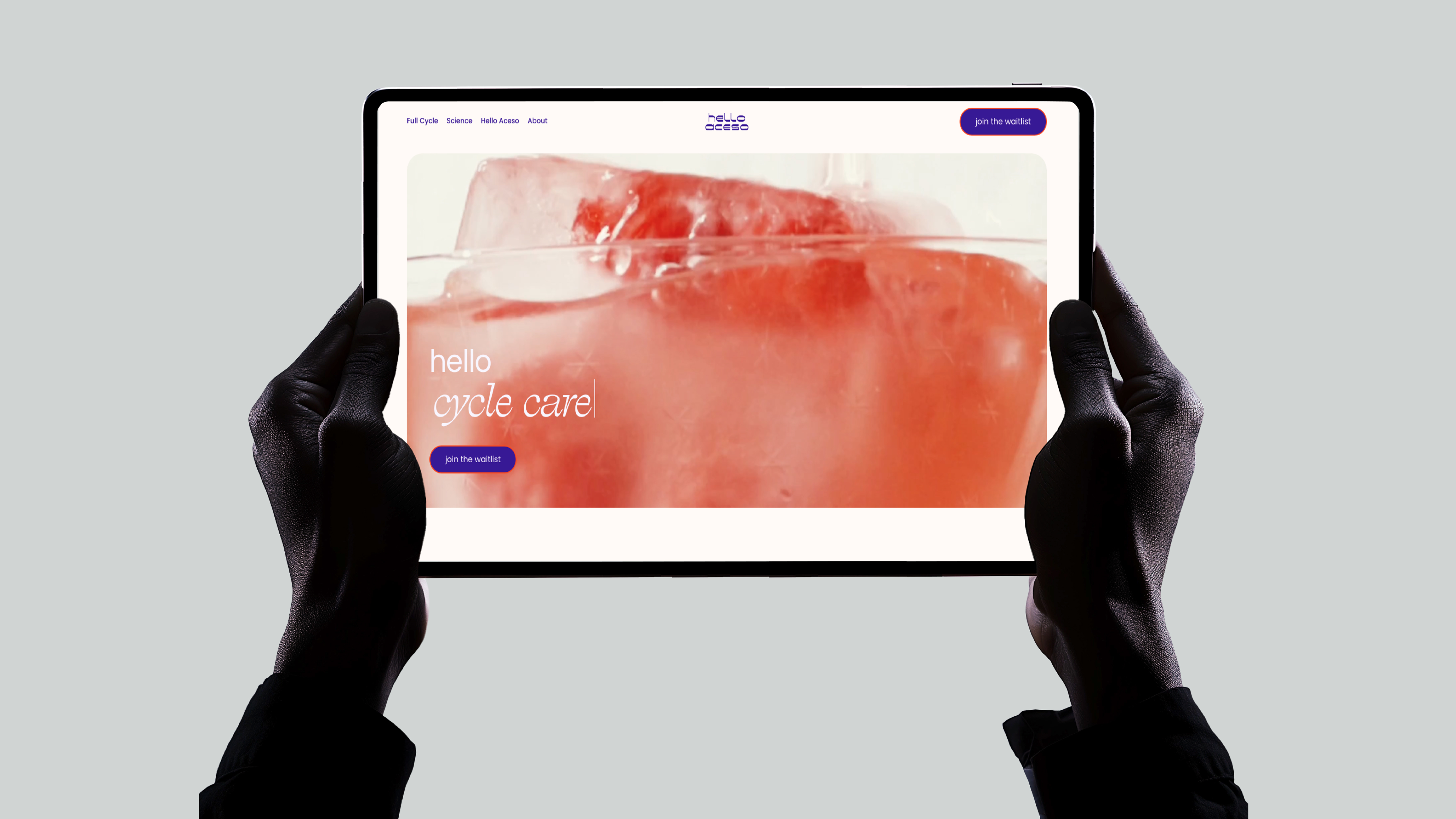 A website designed by Emán Estudio, shown on a tablet