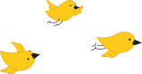 Illustration of yellow birds flying