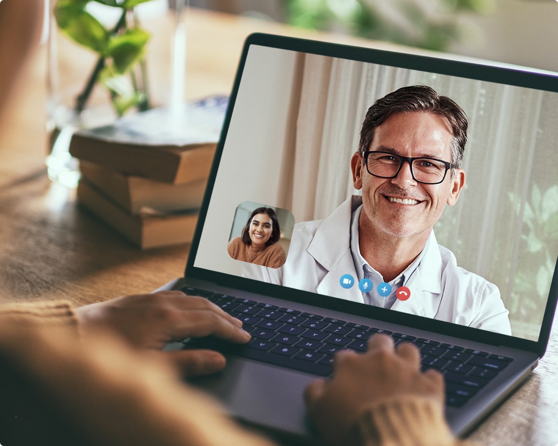 Doctor and patient on a telehealth consultation