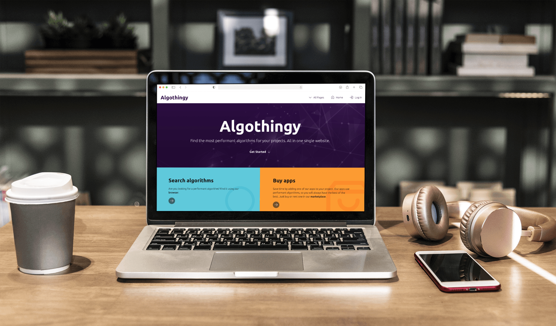 Algothingy home page laptop mockup