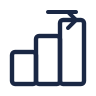 Icon showing a three-bar ascending chart with an upward arrow indicating growth or upgrade.
