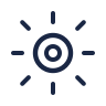 Icon of a target with rays radiating outward, symbolizing focus or goal.