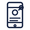Icon of a mobile phone with a user profile picture and text lines representing a contact or teacher profile.