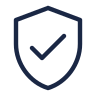 Shield icon with a checkmark symbol representing trust and verification.