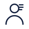 User profile icon with a circle for the head and curved line for shoulders, next to three horizontal lines indicating information or details.