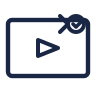 Icon of a video player with an envelope symbol indicating a new message or notification.