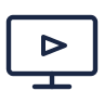 Icon of a computer monitor displaying a play button symbolizing an online video lesson.