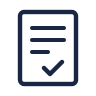 Icon of a document with three horizontal lines and a checkmark at the bottom right.